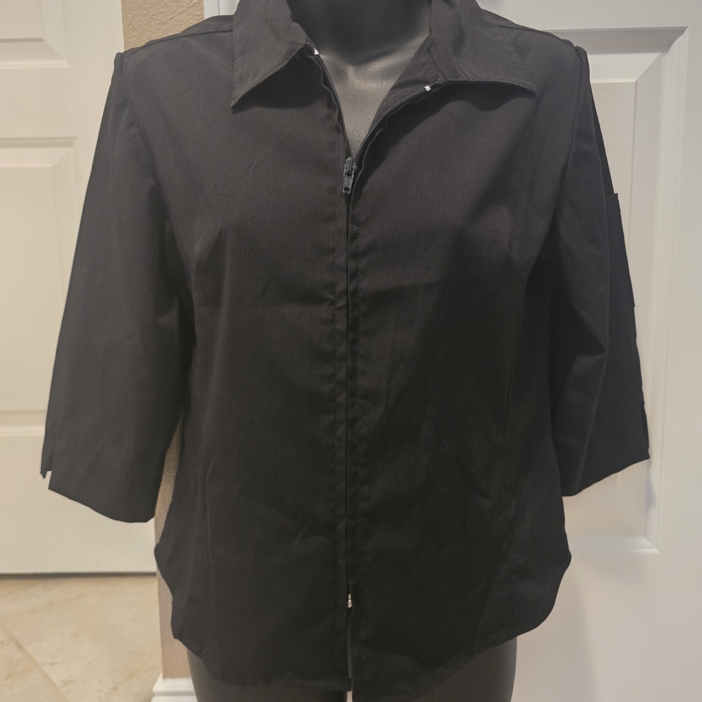 Black Zip-Up Dress Shirt